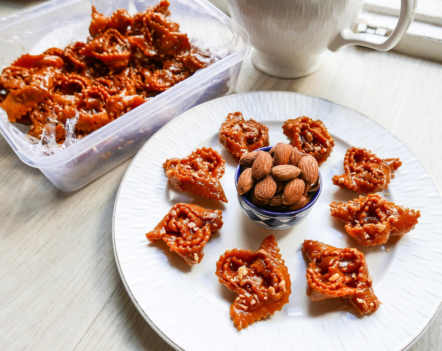 Chebakia Moroccan cookies with almonds